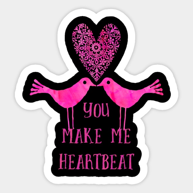 Heartbeat birds pink Sticker by LebensART